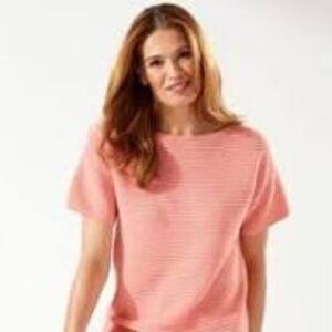 Tommy Bahama Bonita Ottoman Short-Sleeve Sweater in Coral Heather, like new